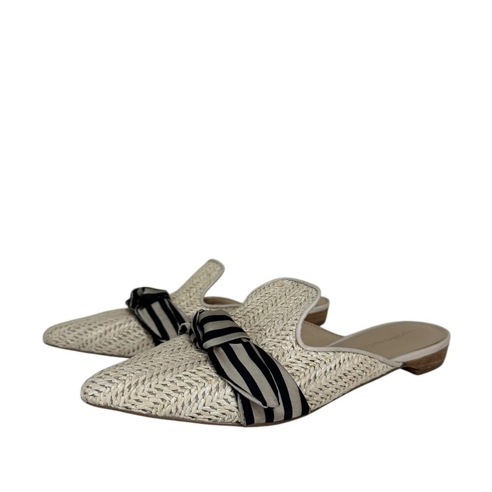 Cupcakes and Cashmere women's Nasha beige woven bow slide Mules size 7‎